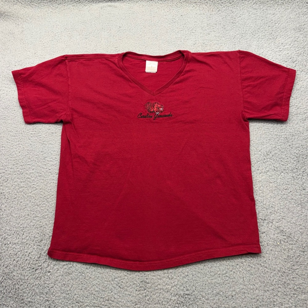 Campβ David Womens XL Garnet South Carolina Gamecocks V-Neck Embroidered T-Shirt